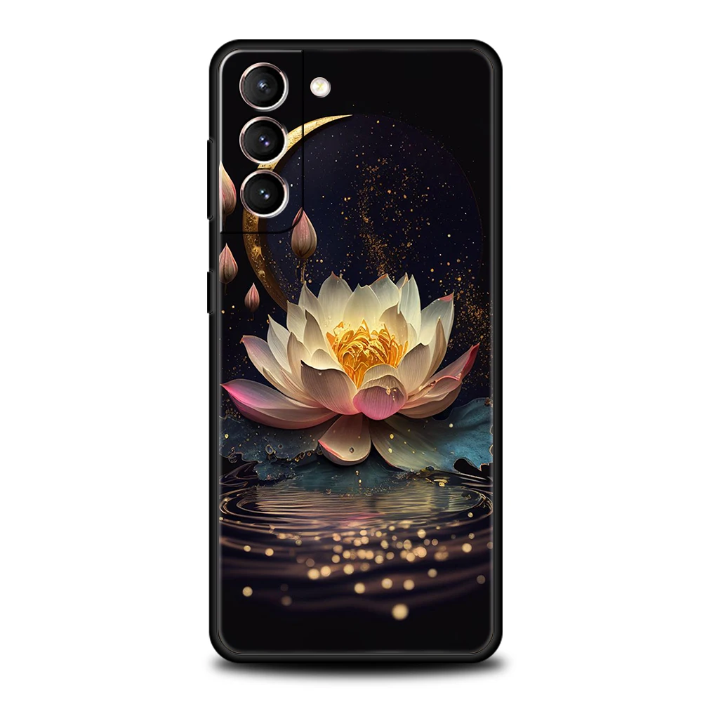 삼성 갤럭시 S25 S24 S23 S22 S20 S21 FE 울트라 S10 S10E S9 플러스 5G 소프트 TPU Fundas 커버 Capas 가방에 대한 연꽃 전화 케이스