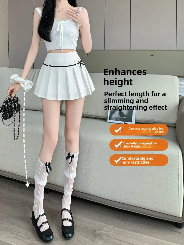 Witte Plooirok Dames A-lijn Pak Rok Lente Zomer Nieuwe Sle Hoge Taille Koreaanse Versie Afslanken Trendy Meisje