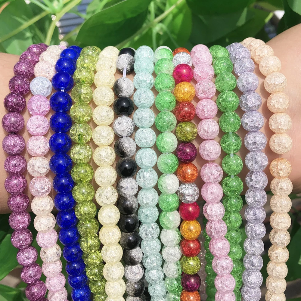 Natural Stone Matte White Snow Cracked Crystal Beads Round Loose Beads For Jewelry Making 15\'\' Strand 4/6/8/10/12mm Diy Bracelet