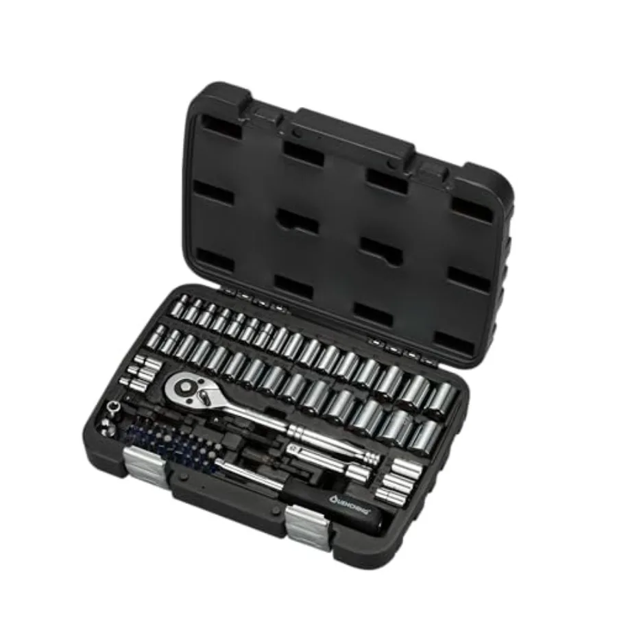 

Набор торцевых головок 74 шт. (1/4" и 3/8" дюйма), SAE от 1/4"-3/4" (4-19 мм), метрические 6-гранные CR-V низкопрофильные головки с 7-ми гранными головками, набор из 7 предметов