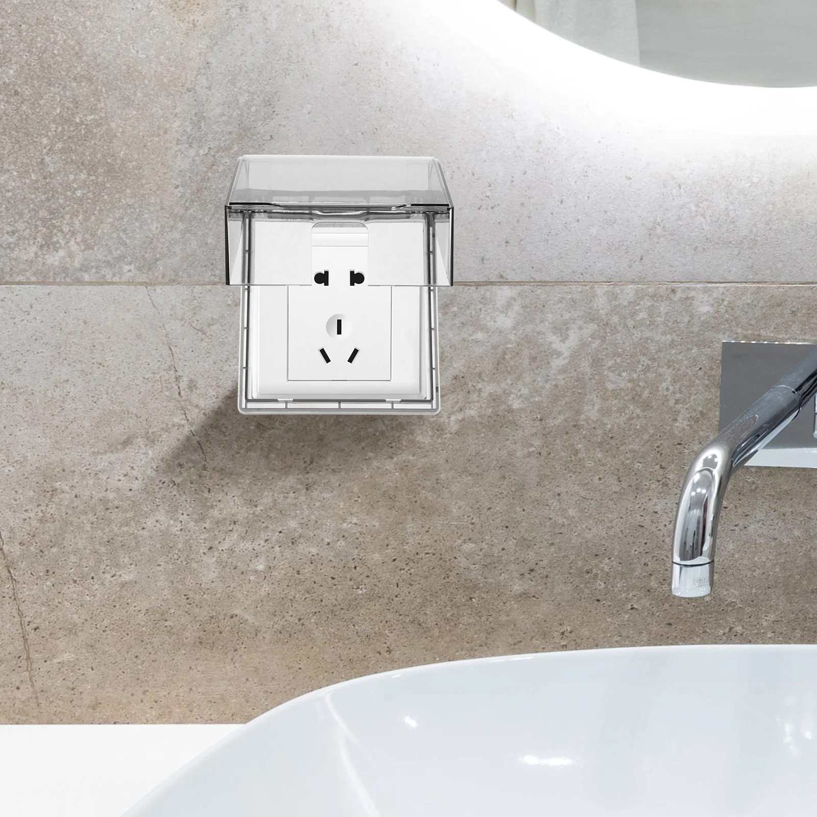 

2pcs Waterproof Socket Cover 86 Type Dark Grey Splash-Proof Home Socket Box Bathroom Protective Case Electrical Equipment