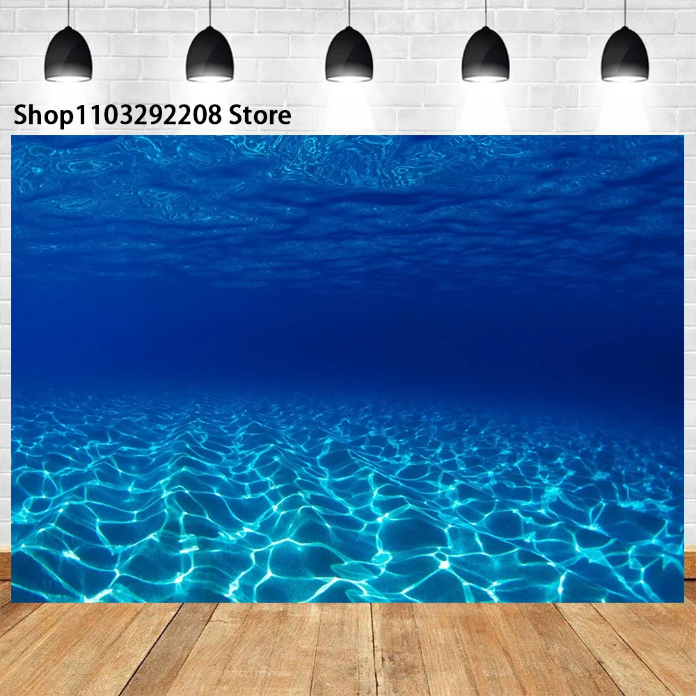 Underwater World Seabed Theme Ocean Undersea Sunlight Deep Blue Water Sun Ray Baby Portrait Photography Background Photo Studio