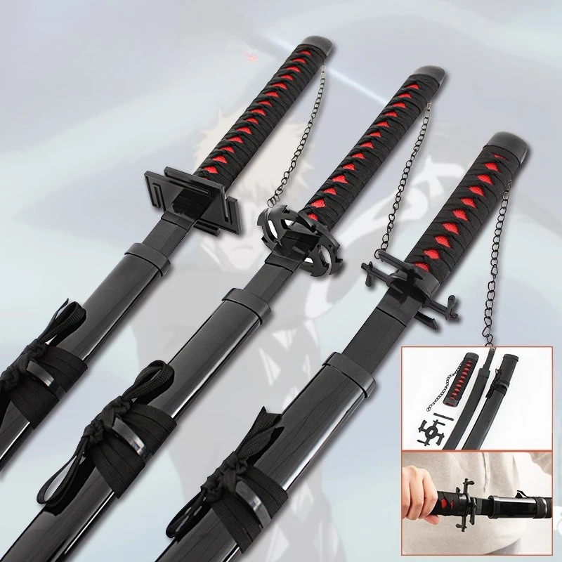 75cm/29.53in Anime Weapon Peripheral Kurosaki Ichigo Tenmon Lock Moon Slayer Swastika Wooden Sword Toy Model Ornament Collection