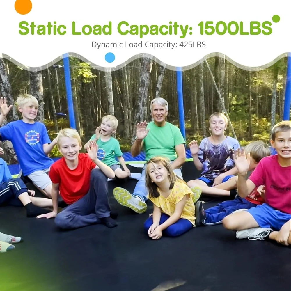 Trampolines No-Gap Design 1500 LBS Weight Capacity 16 15 14 12 10 8FT for Kids Children with Safety Enclosure Net