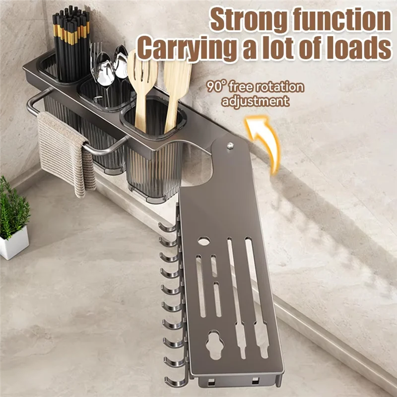 ABRB-ที่ใส่มีดอเนกประสงค์ติดผนัง-ชั้นวางพับได้สําหรับห้องครัว รวมถึงท่อตะเกียบและที่เก็บเครื่องตัด