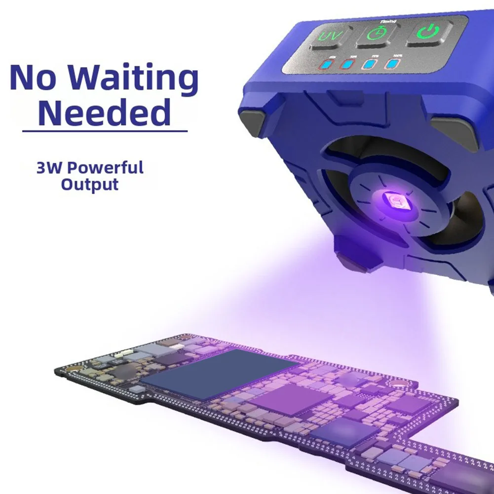 CUV-3 Portable Cooling Fan for Mobile Phone Repair Featuring 3-Speed Brushless Motor and Dual 395nm UV LED Curing