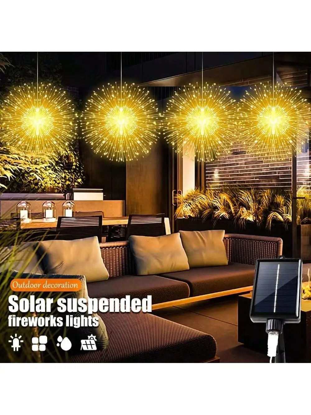 

Подвесные солнечные фейерверки с 480 светодиодными фонарями звездообразования — водонепроницаемые гирлянды, 8 режимов освещения и пульт дистанционного управления