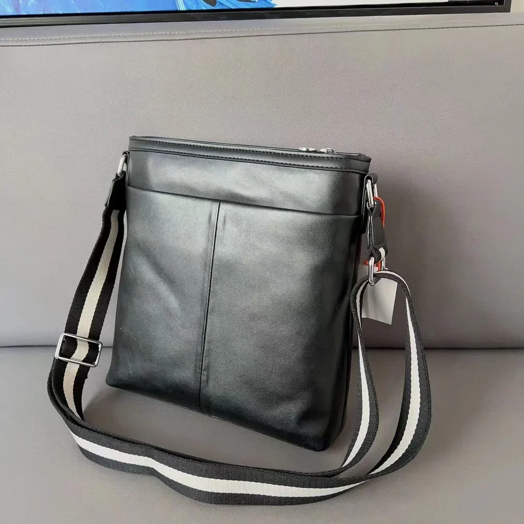 Bolsa de Ombro de Couro Genuíno para Homens, Casual Crossbody Bags, Bolsa de Peito de Alta Qualidade, Marca de Moda, Nova