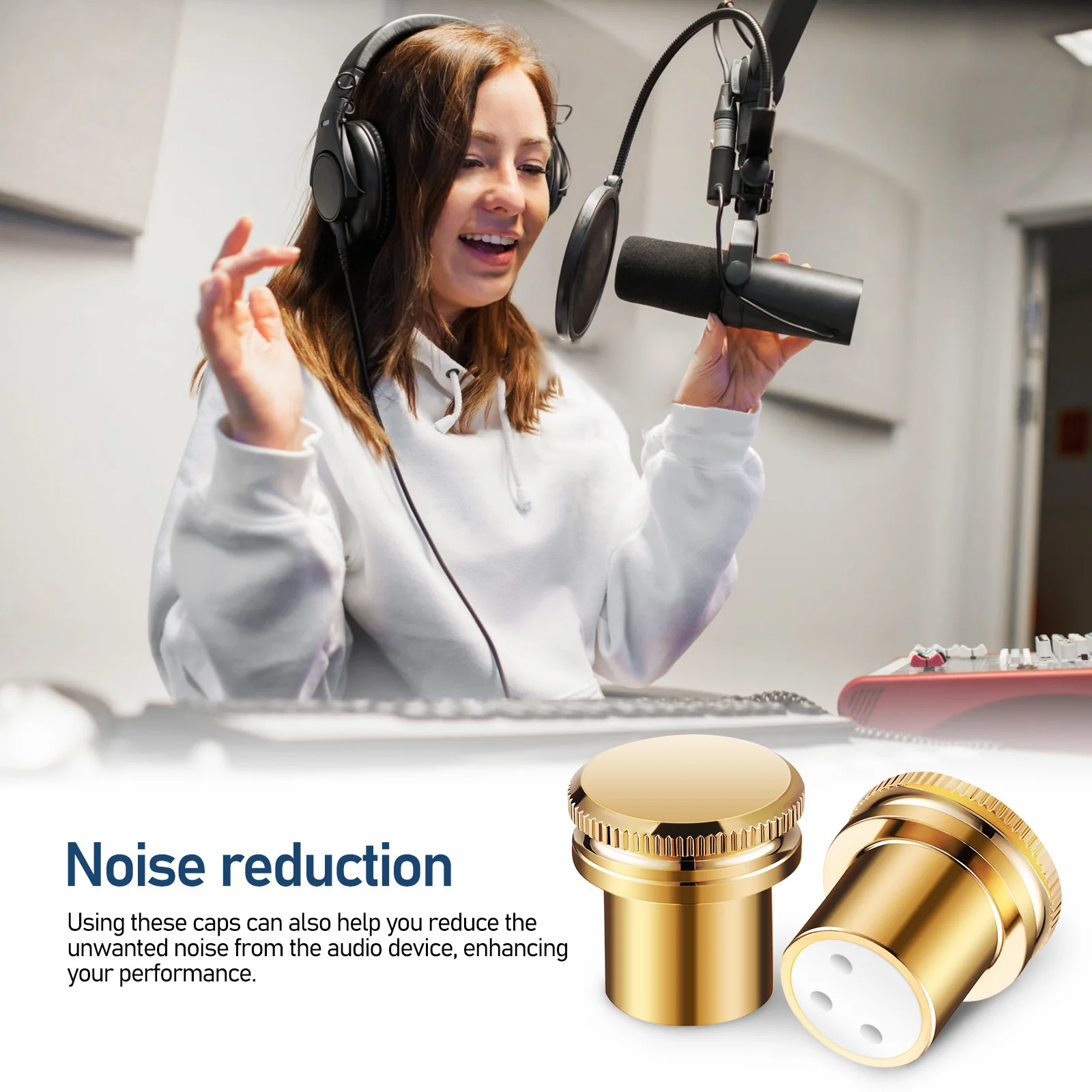 

2Pcs Female End Caps Sturdy Copper Protection Caps for Audio Jacks Dust Noise Reduction Balanced Connector Accessory Use