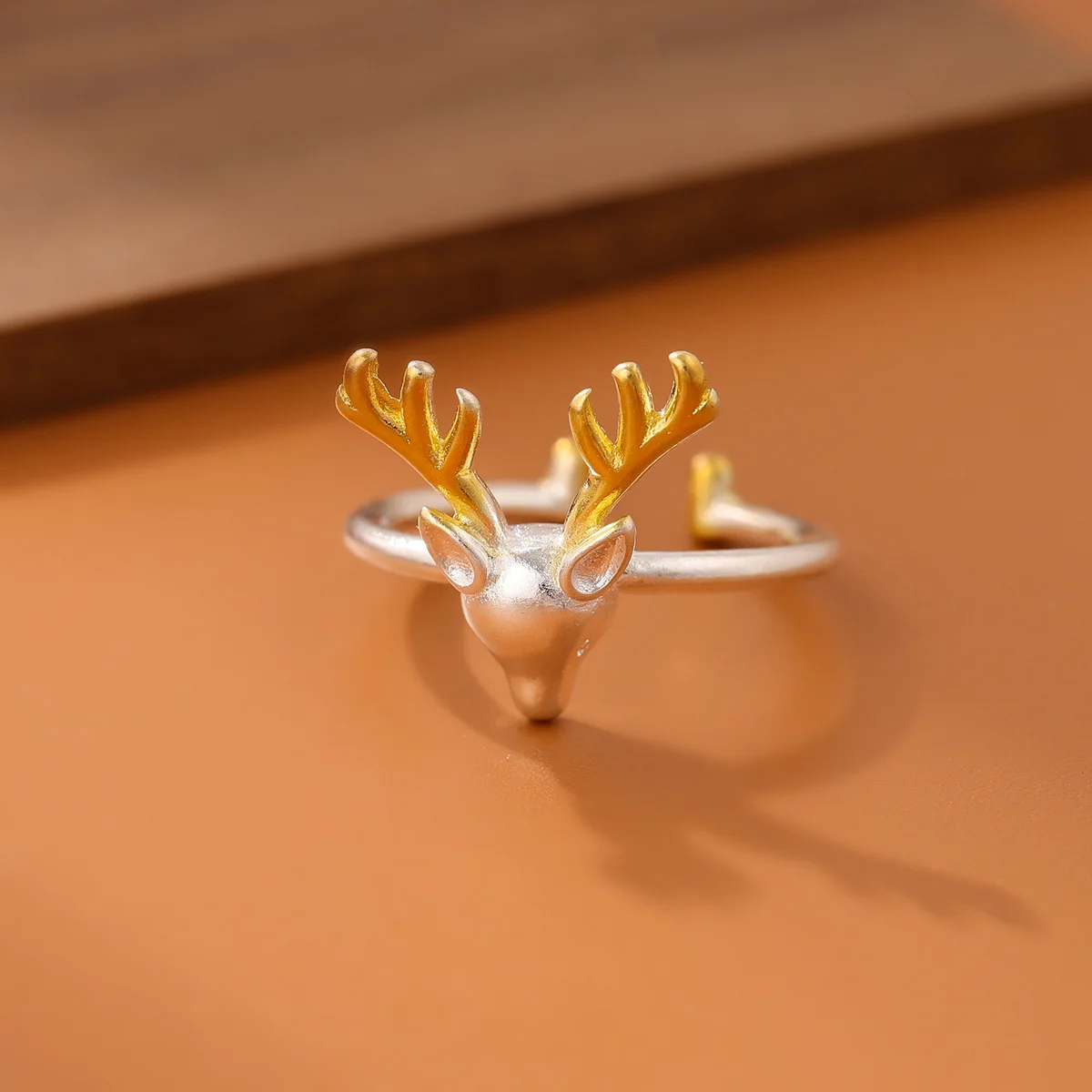 New Arrival Fashion Cute Animal 925 Sterling Silver Jewelry Popular Elk Antler Deer Female Opening Beautiful Ring  R198