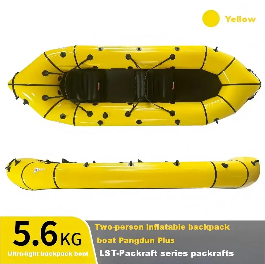 Outdoor Inflatable PVC Water Raft Kayak 2-Person Adventure Backpack Boat Thickened Mesh Fishing Glowing Propeller