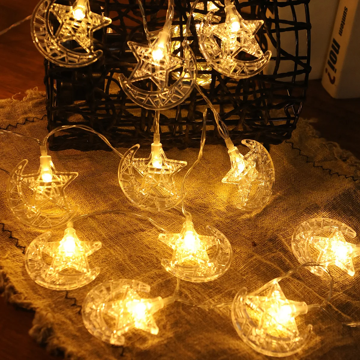 New LED Festival Star Moon Castle Light String, Battery Powered, Perfect for Decoration during Ramadan and Eid al Adha
