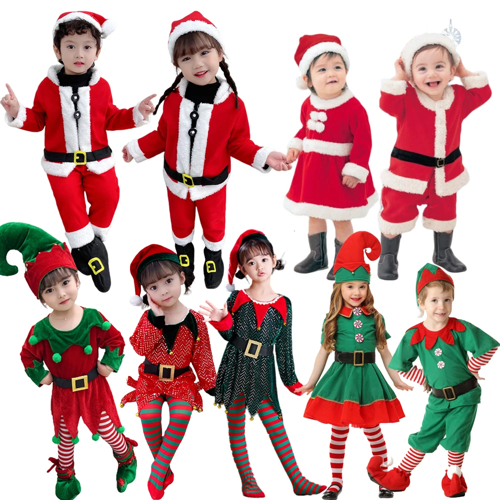 2025 Christmas Dress Girls Costumes Suit Xmas Party Masquerade Santa Claus Cosplay Clothing Christmas Dress up Clothes New Years