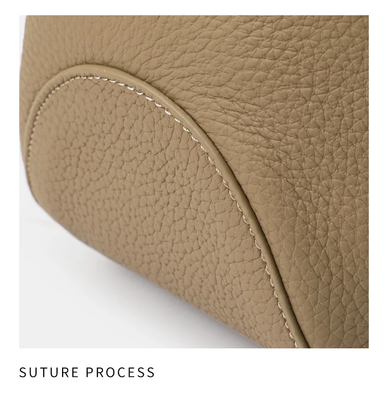 Aidrani Damen-Unterarm-Schultertasche aus echtem Rindsleder mit Lychee-Muster, Aufbewahrungstasche, leicht für Reisen – Detail 15