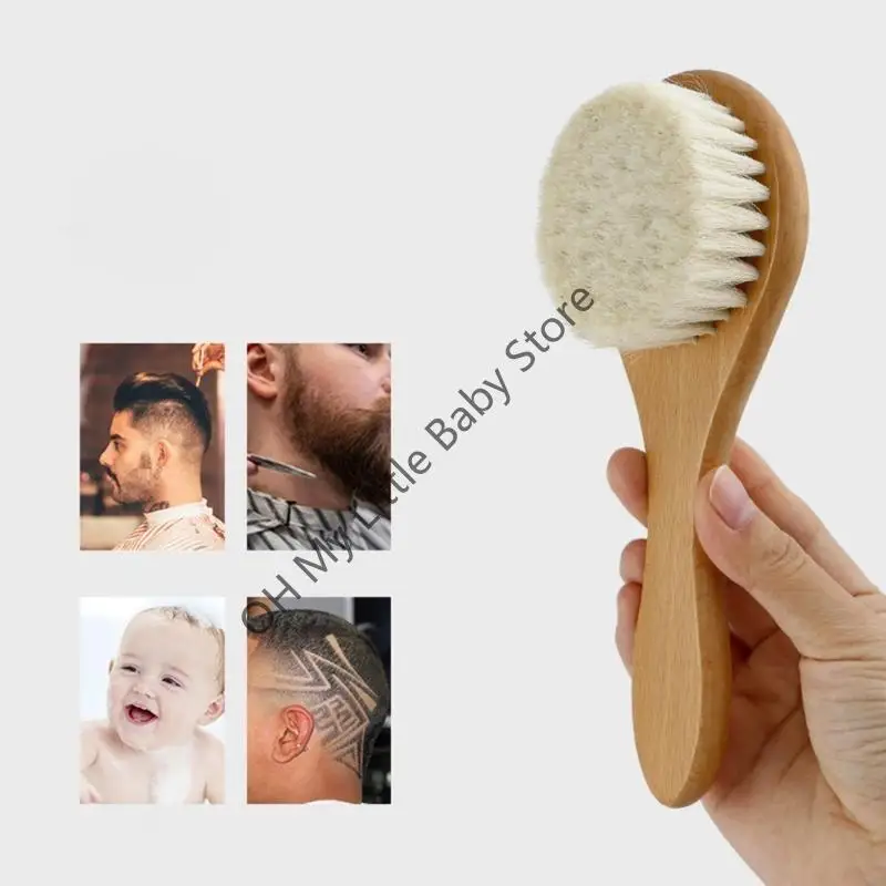 

M76C Baby Hair Brush Wooden Handle Baby Bathbrush Super Soft Bristle Cradlecap Brush