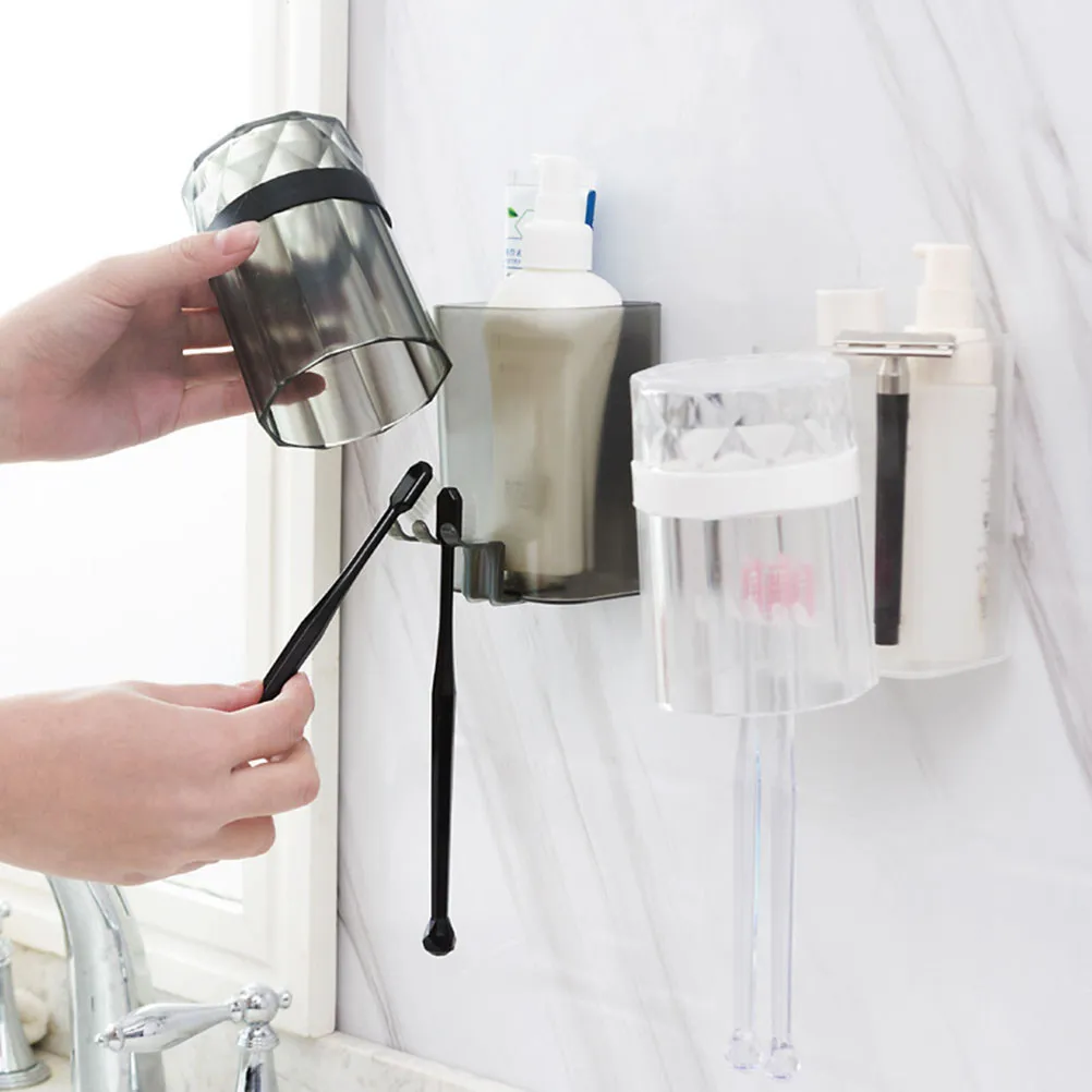 Toothbrush Holder Set Wall Mounted Suction Cup Design Bottom Up Cover for Water Drainage No Drill