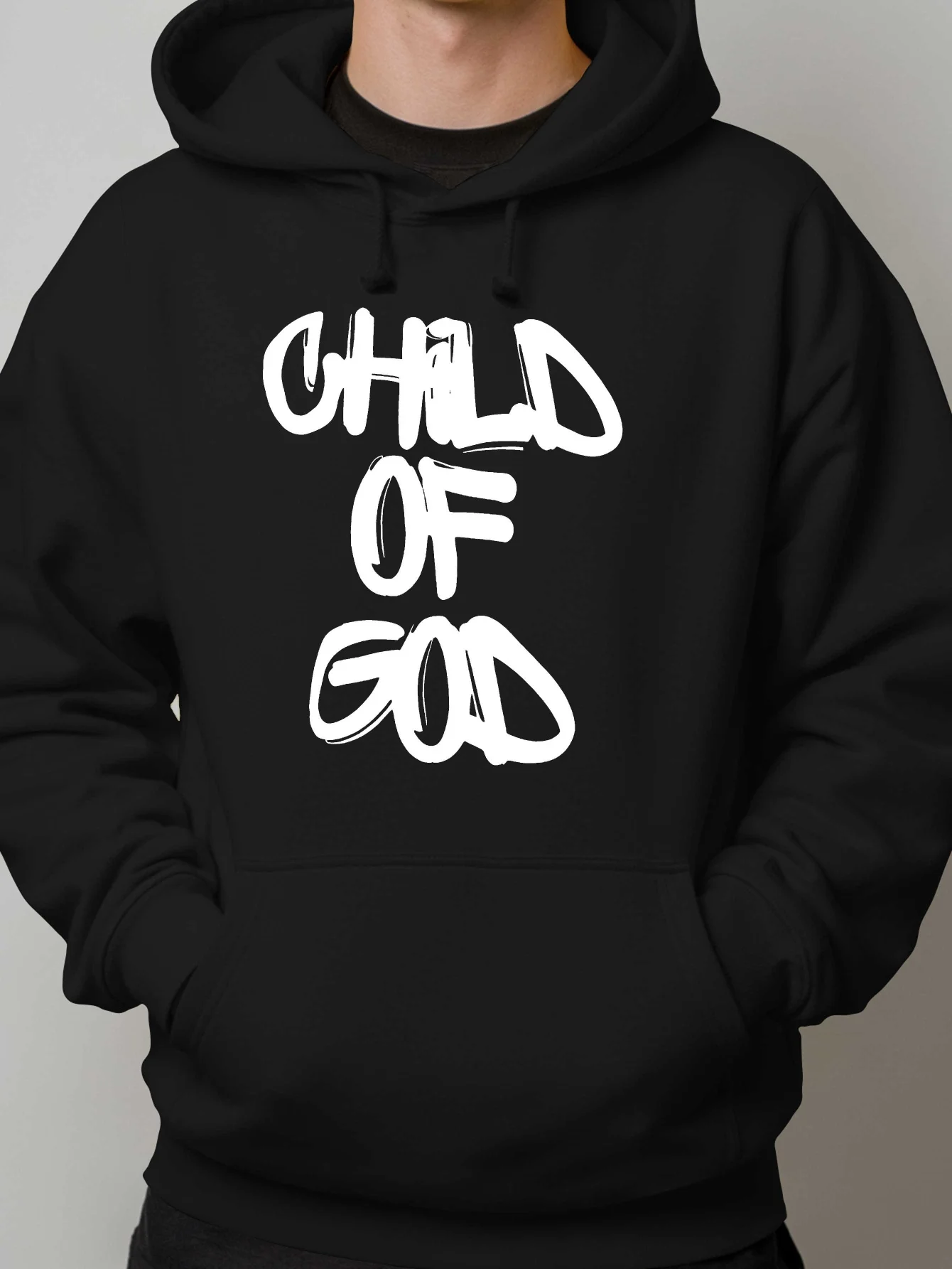 سويت شيرت بقلنسوة كبير جدًا للرجال من Chld Of God - بني مع طباعة جرافيتي "OF GOD"، بلوفر بقلنسوة، ملابس شارع كاجوال #1