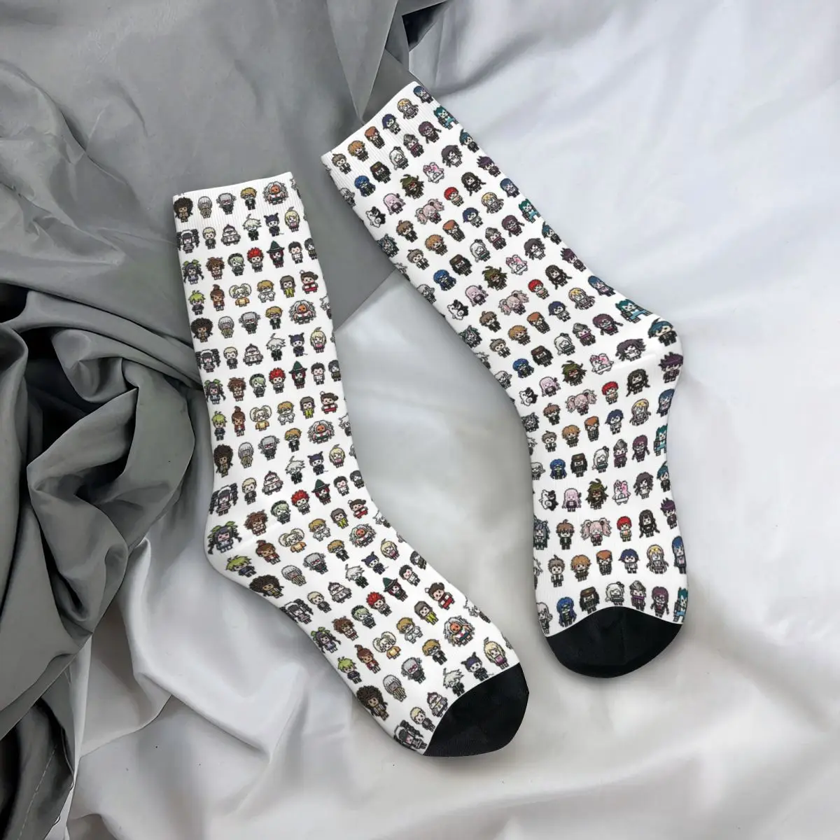 DanganRonpa Sprites Socken, Harajuku, schweißabsorbierende Strümpfe, ganzjährige lange Socken, Zubehör für Weihnachtsgeschenke für Männer und Frauen