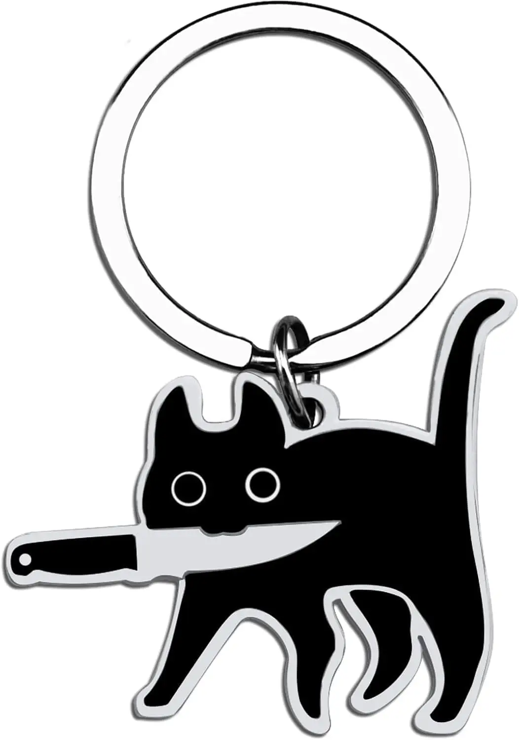 Keychain Cat Lover Gifts For Women Men Black Cat Stuff Keyring For Cat Dad Mom Cool Stuff Cat Decor Funny Halloween Basket Christmas Gifts For Cat Lovers Teen Boys Teen Girls Stocking Stuffers