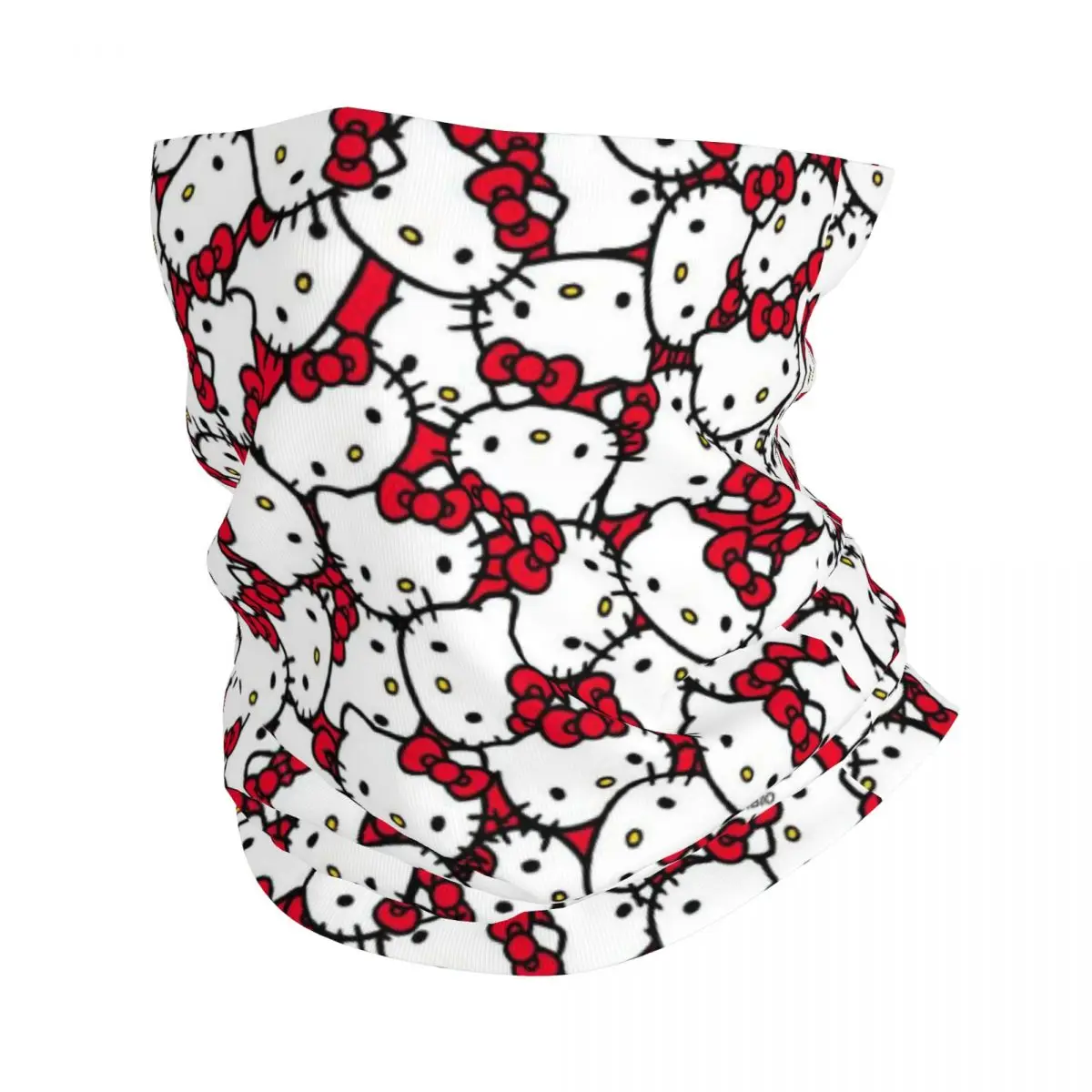 

Custom Hello Kitty Pattern Winter Headband Neck Warmer Men Women Hiking Hunting Tube Scarf Cartoon Face Bandana Gaiter