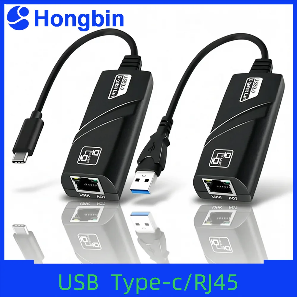 Adaptateur Ethernet USB 3.0 filaire USB TypeC vers Rj45 Lan, 10/100/1000Mbps, carte réseau RTL8153 pour PC, Macbook, ordinateur portable Windows