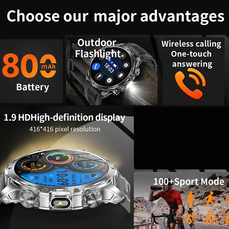 1.85-inch large screen, high-definition resolution, Bluetooth calling, heart rate, health data detection, new men's smartwatch