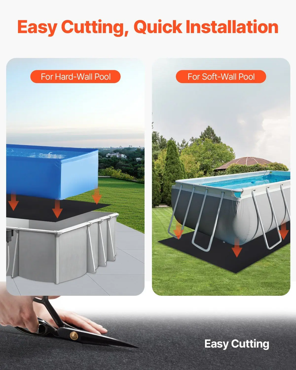 헤비 듀티 16x32 FT 직사각형 수영장 라이너 패드, 매우 두꺼운 지오텍스타일 언더레이먼트 매트, 펑크 방지 및 라이너 수명 연장