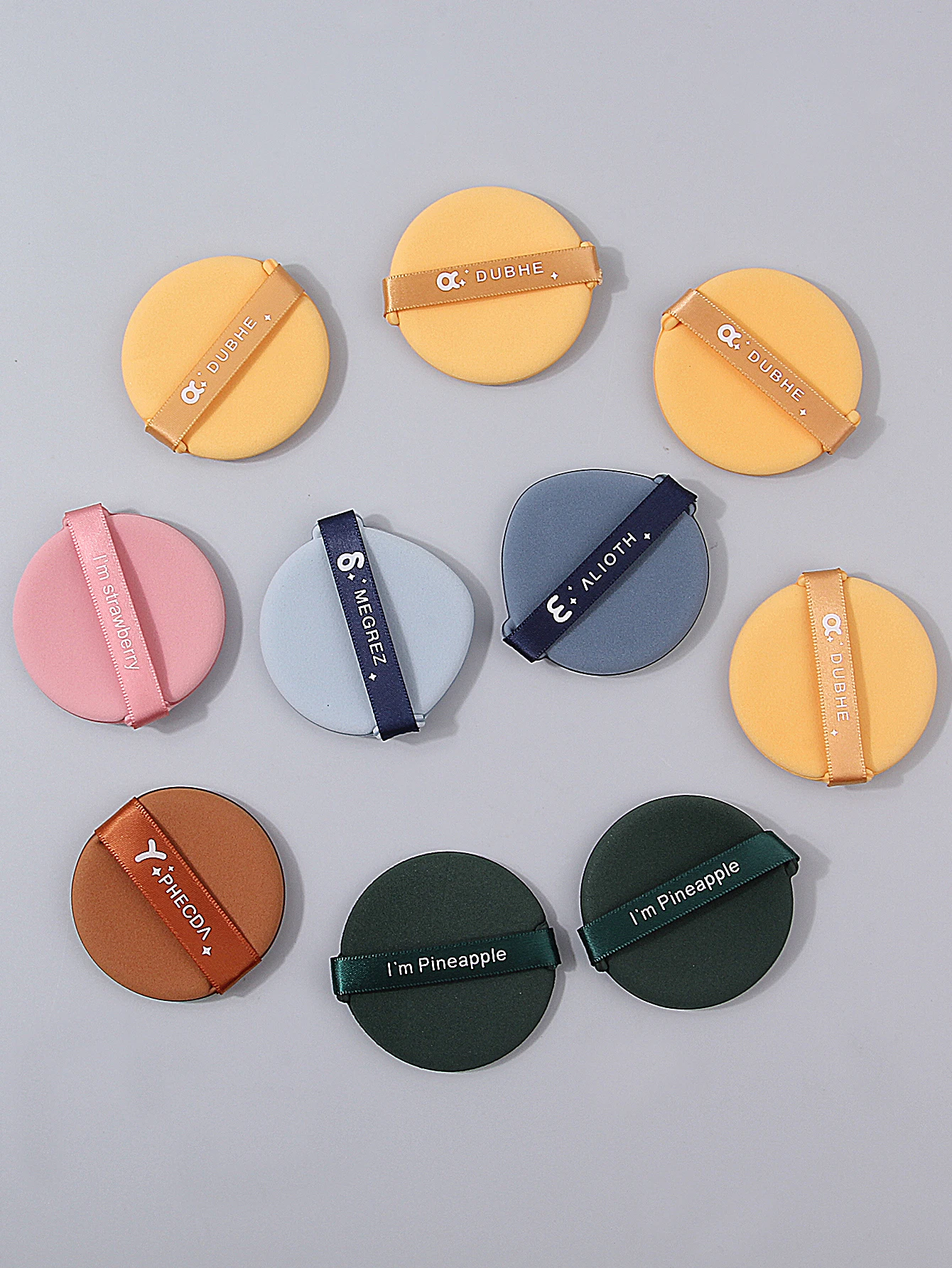 다양한 색상의 랜덤 믹스 에어쿠션 파우더 퍼프 10개, 매우 부드럽고 휴대가 간편한 완벽한 베이스 메이크업 도구