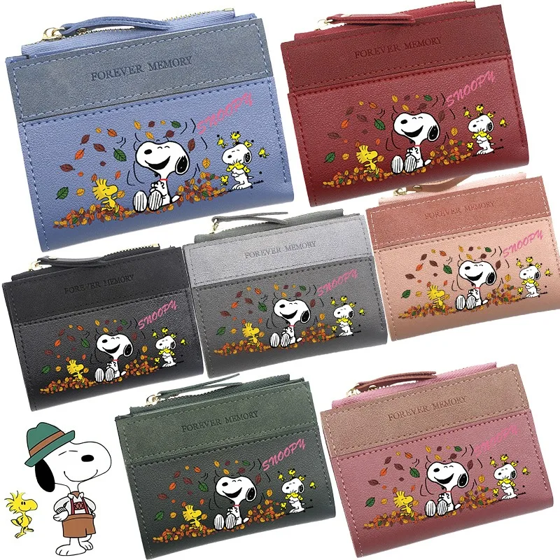

Короткий кошелек для денег Snoopy, держатель для карт, маленький кошелек из мультфильма, кожаный кошелек с несколькими держателями для карт, короткая сумка для монет в стиле аниме, подарок
