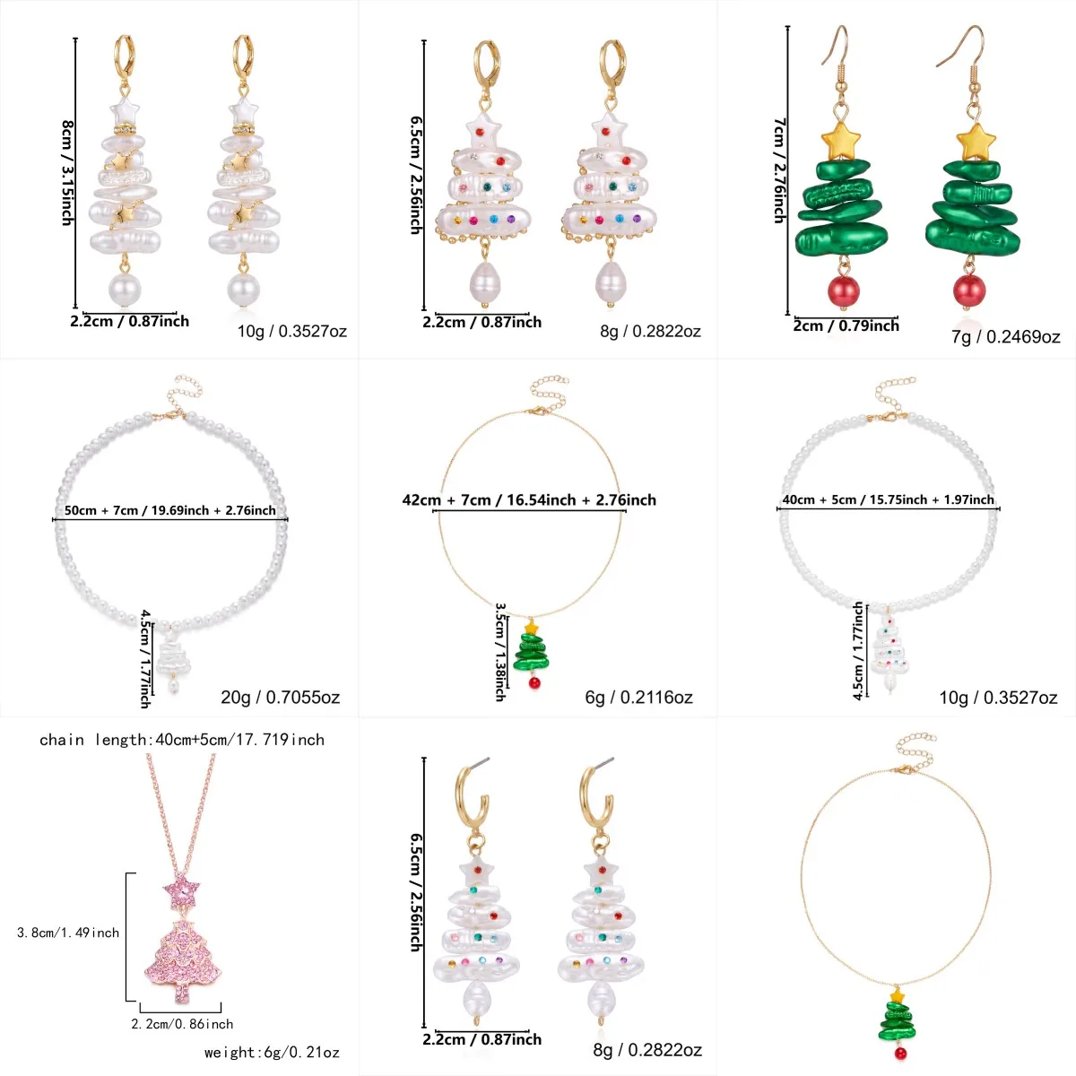 Kreative Imitations-Barockperlen-Weihnachtsbaum-Ohrringe für Frauen, Bunte Strass-Ohrringe, Feiertagsparty-Schmuck – Detail 8