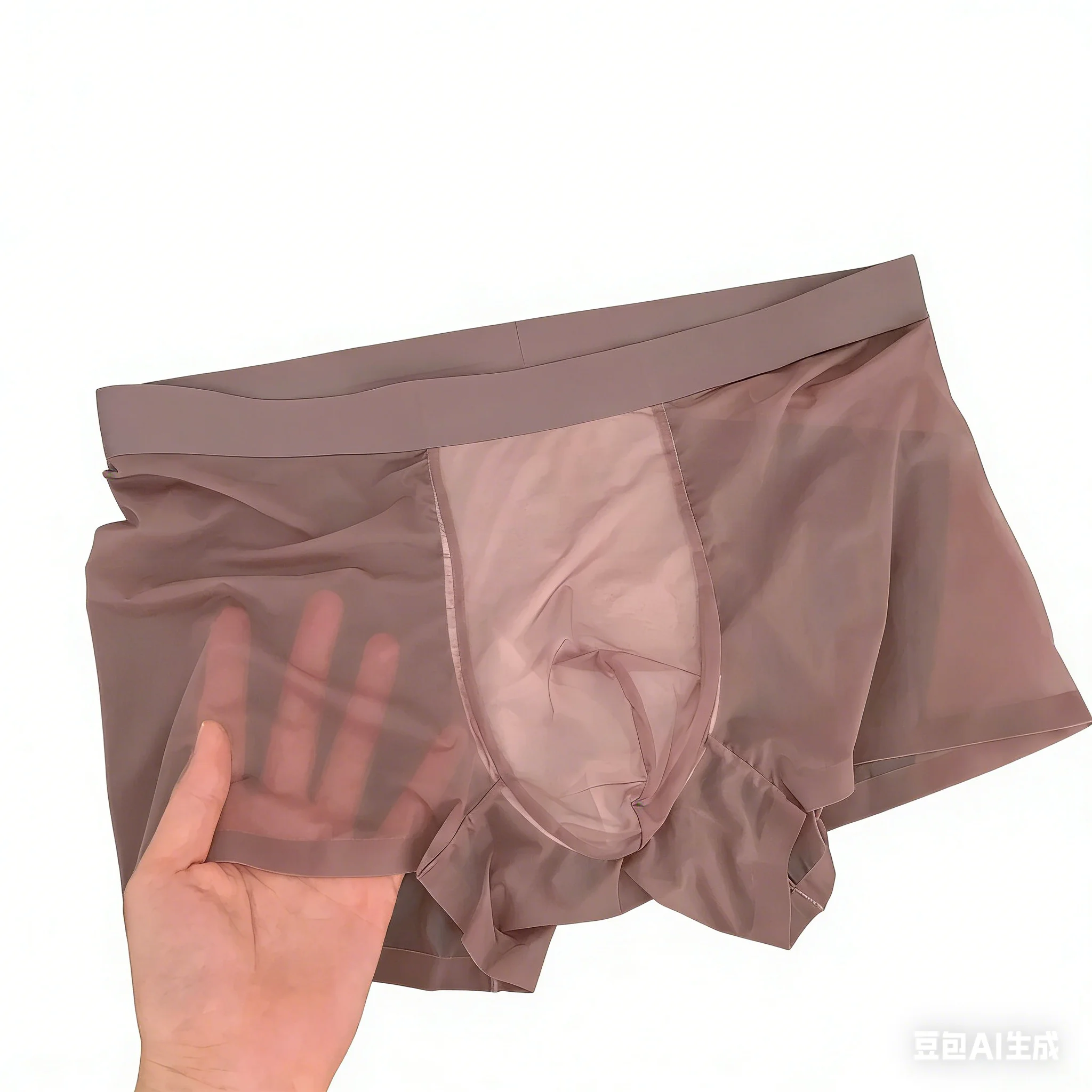 Men's Transparent Boxy Trunk Seamless 20D Ultra-thin Ice Silk Lightweight Quick Dry Elastic Mid-rise U Convex Pouch Boxer Shorts