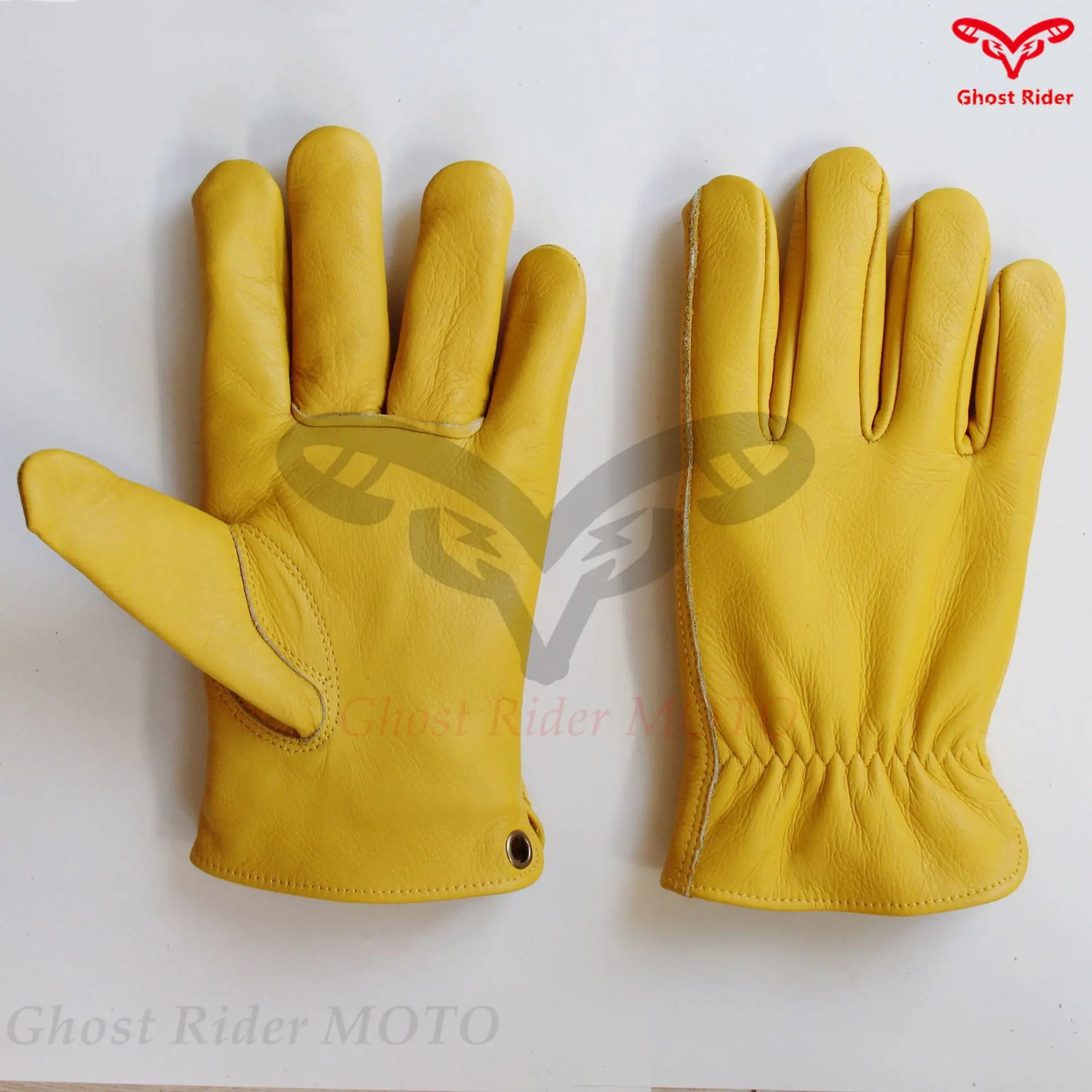 Motorcycle gloves leather wear-resistant non-slip full leather gloves yellow cowhide gloves S-XL size motorcycle accessories