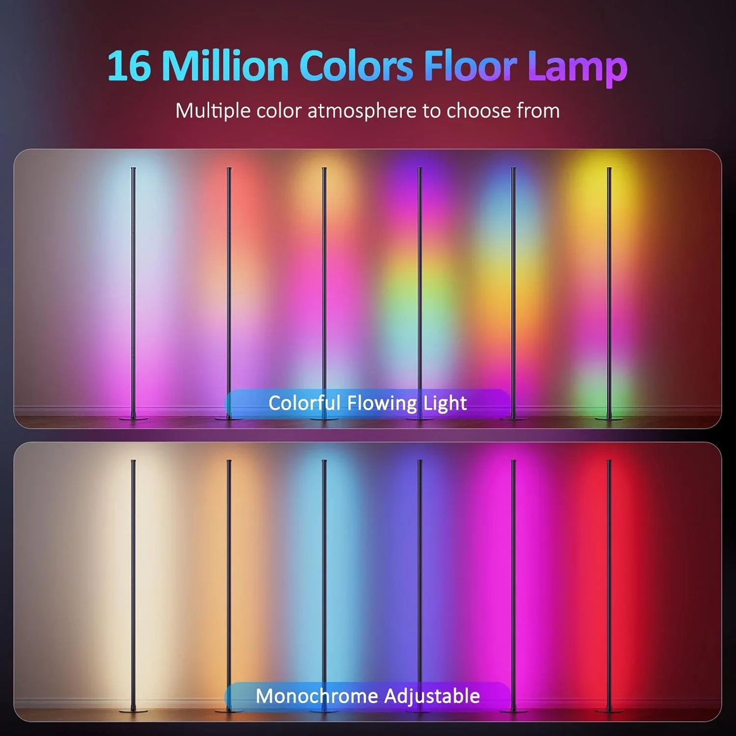 TechHPCorner Floor Lamp RGB IC Light With APP And Remote Control LED Floor Ambient Lights With16