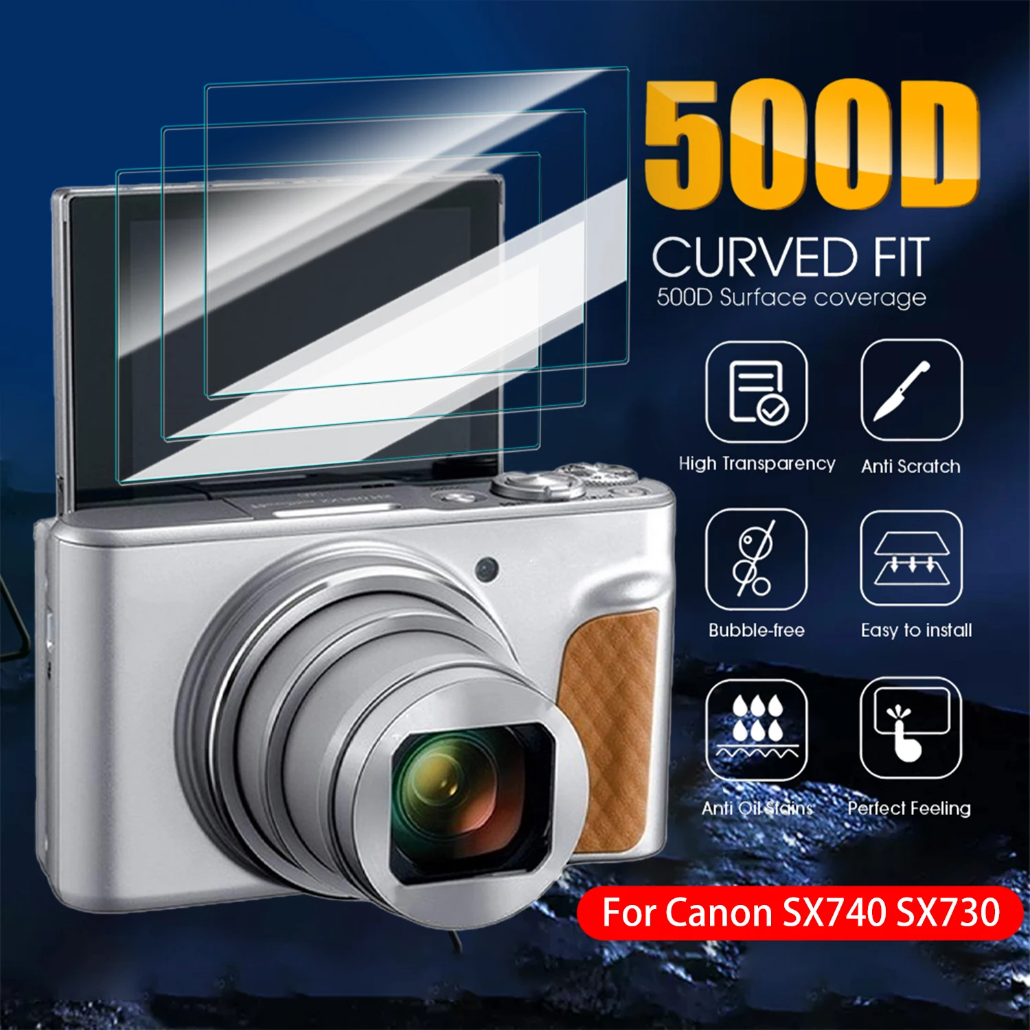 HD gehärtetes Glas für Canon SX740 SX730 Digitalkamera, kratzfester Displayschutzfilm für Canon Powershot sx740 HS sx730HS