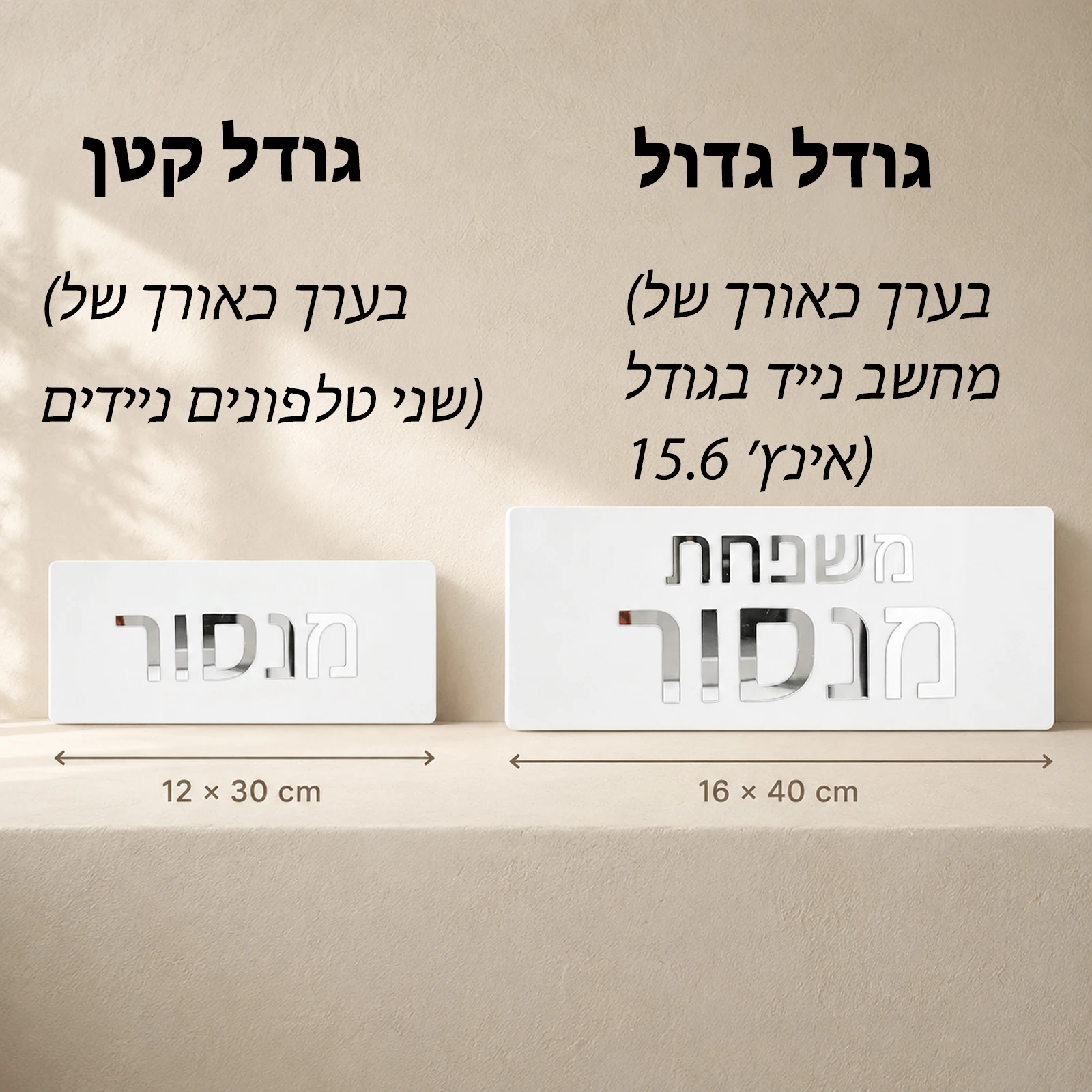 3D Acrylic Hebrew Family Name Door Sign