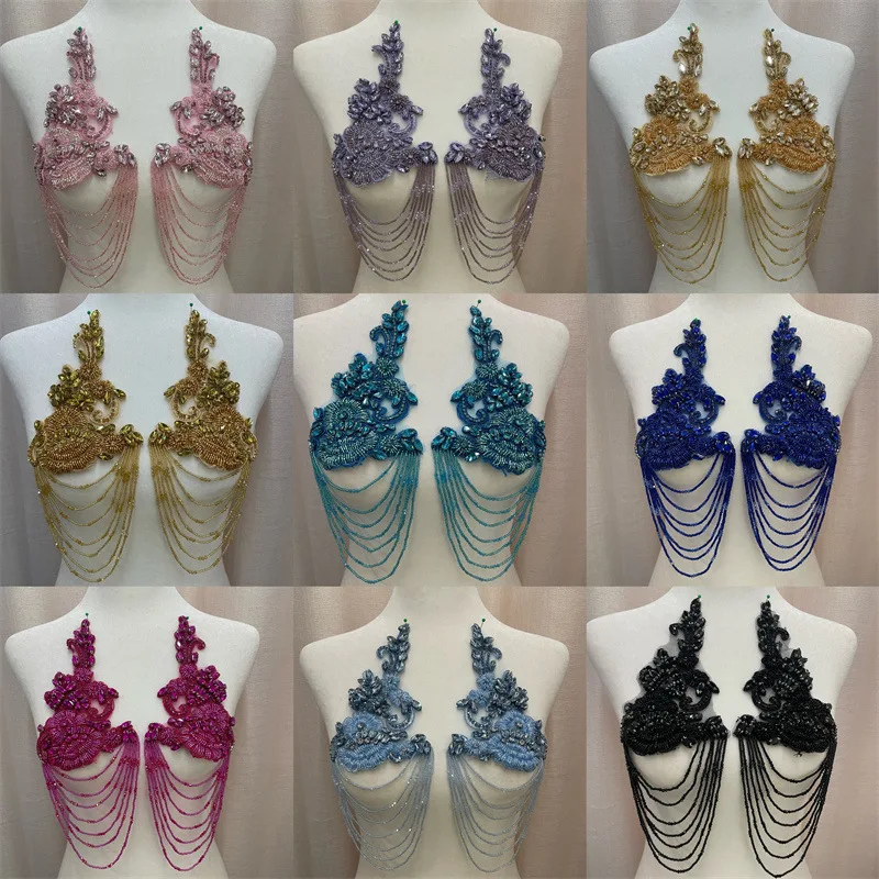 Handgefertigte Perlenquasten-Blumenapplikationen für Hochzeitskleider, Schuhe und Bekleidungszubehör.