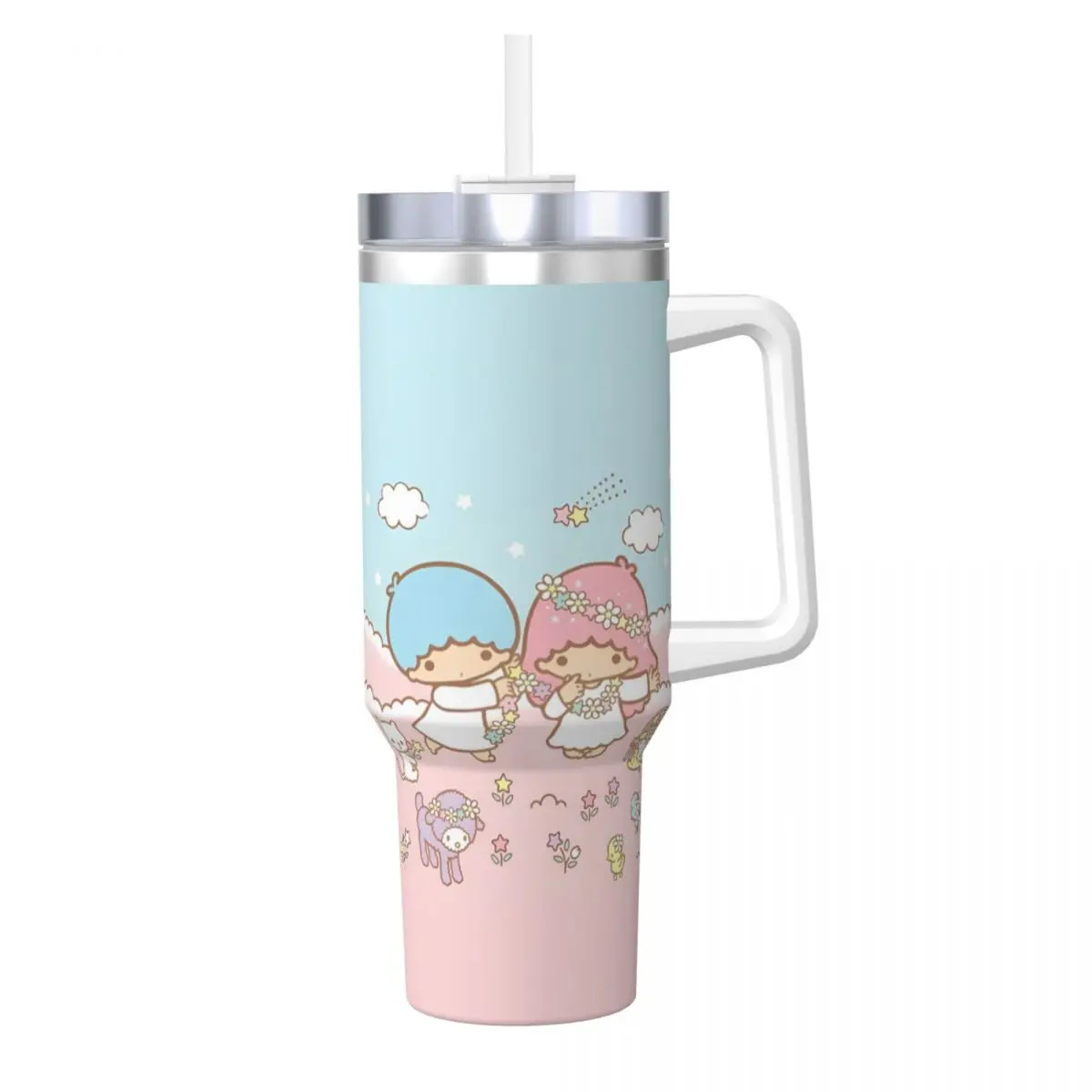 Little Twin Stars Stainless Steel Tumbler Travel Thermal Mug With Straws and Lid Large Capacity Mugs Cup Hot Drinks Water Bottle