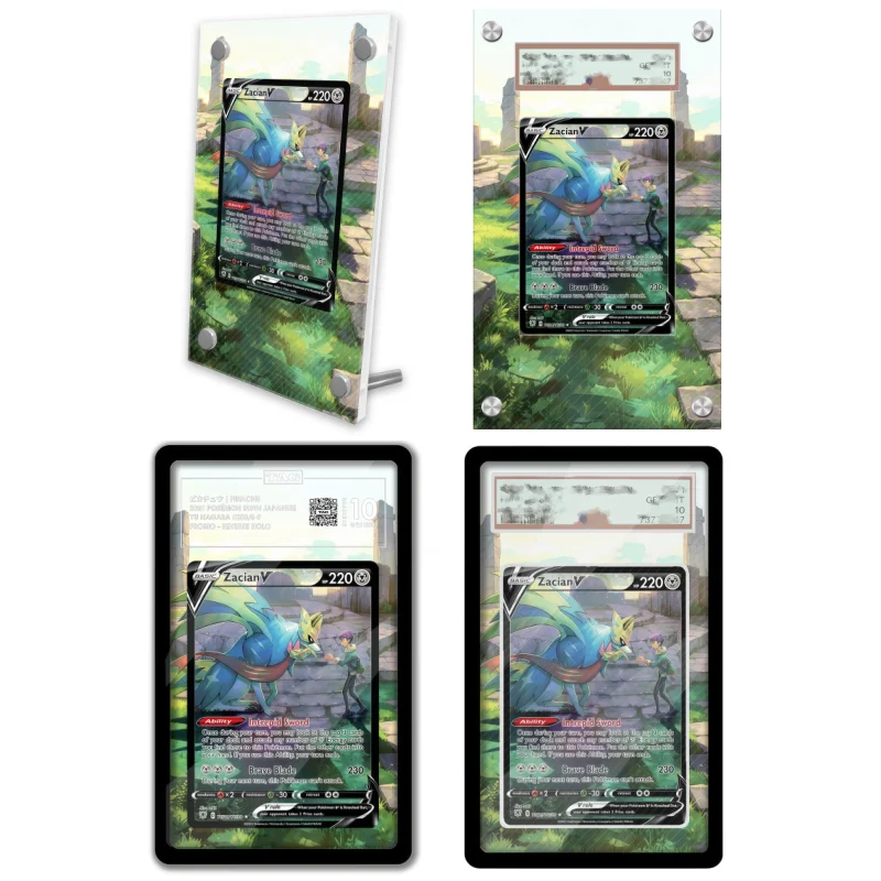 display-de-arte-anime-para-pokemon-espada-e-escudo-zacian-presentes-de-arte-de-jogo-anime-estojo-protetor-de-acrilico-chaveiro-nivel-de-avaliacao