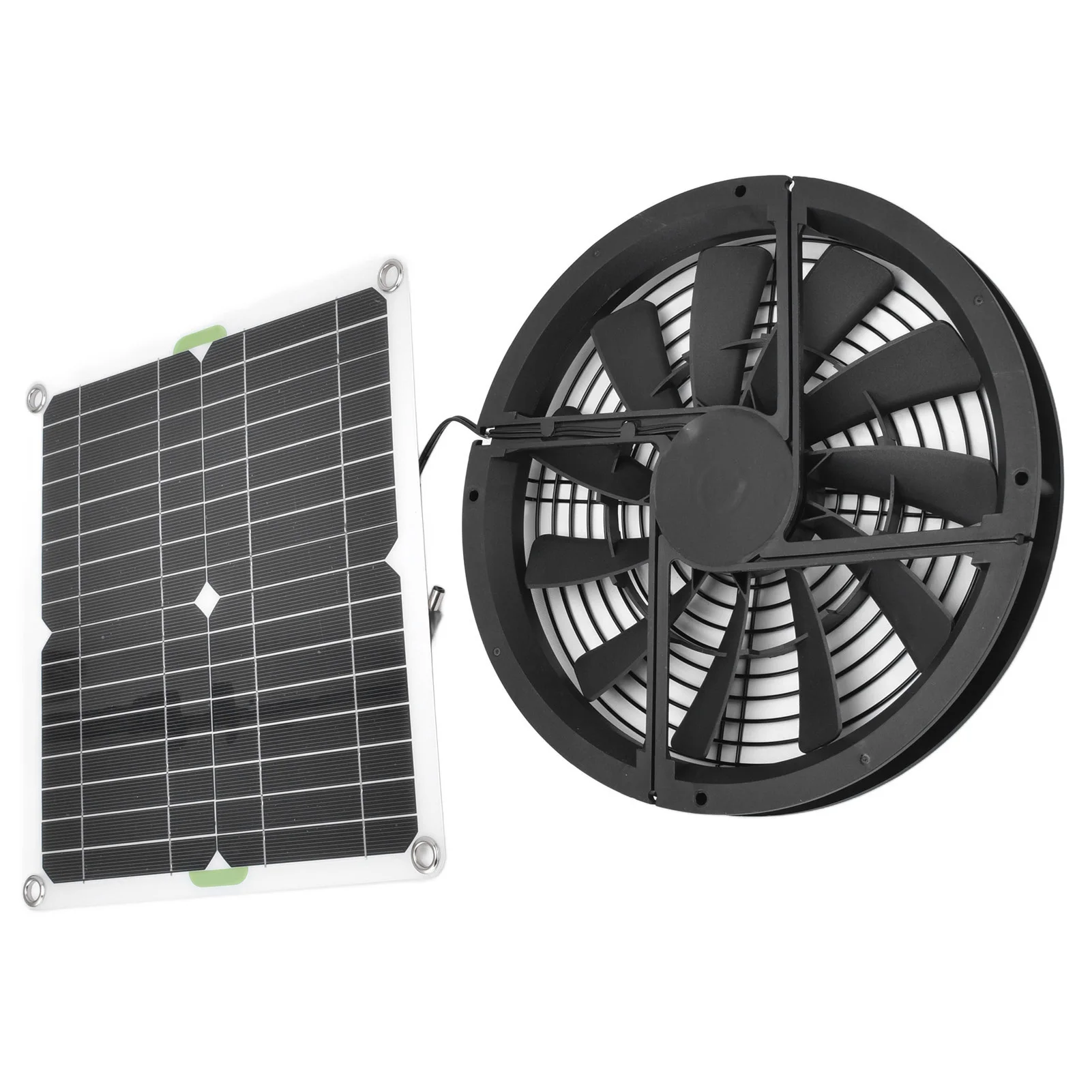 Solar Panel Fan Kit 10in 100W Waterproof Solar Panel Round Ventilation Case Exhaust Fan for Chicken Coop Greenhouse Shed