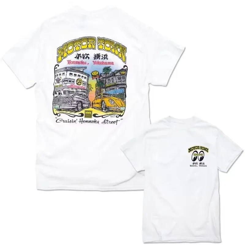 Mooneyes Vintage Hot Rod Retro Car Culture Marken-Grafik-T-Shirt aus Baumwolle für Herren und Damen, Streetwear-T-Shirt – Detail 7