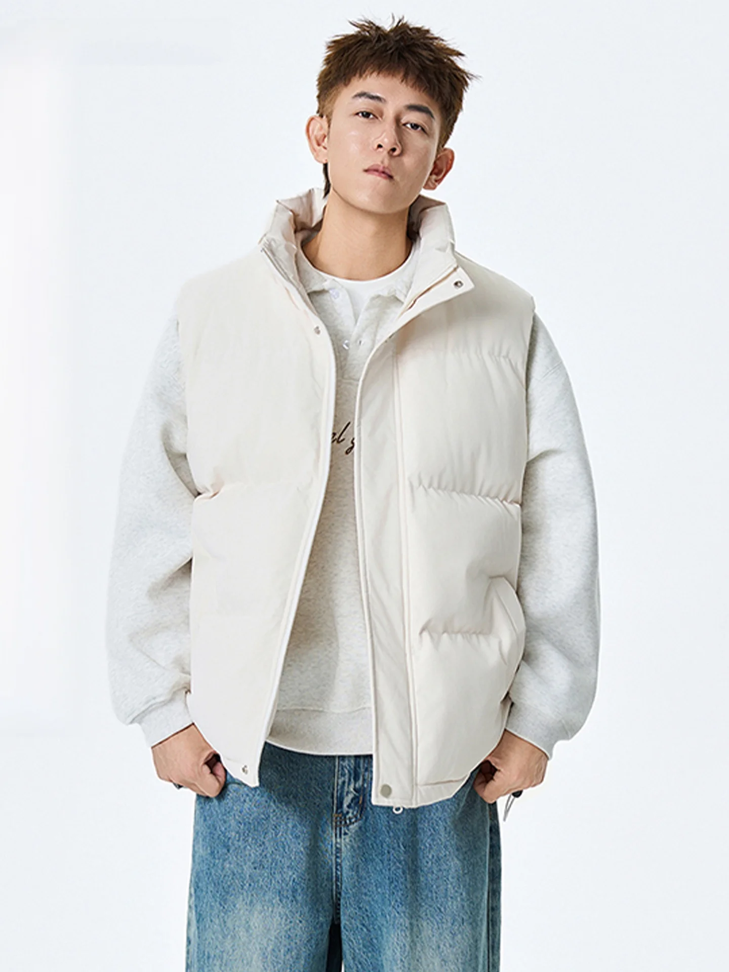 

VIIOW Thiened Cotton Vest ex Casual Sle Warm Trendy Faion Large Size oulder Pad Winter Outerwear Jaet