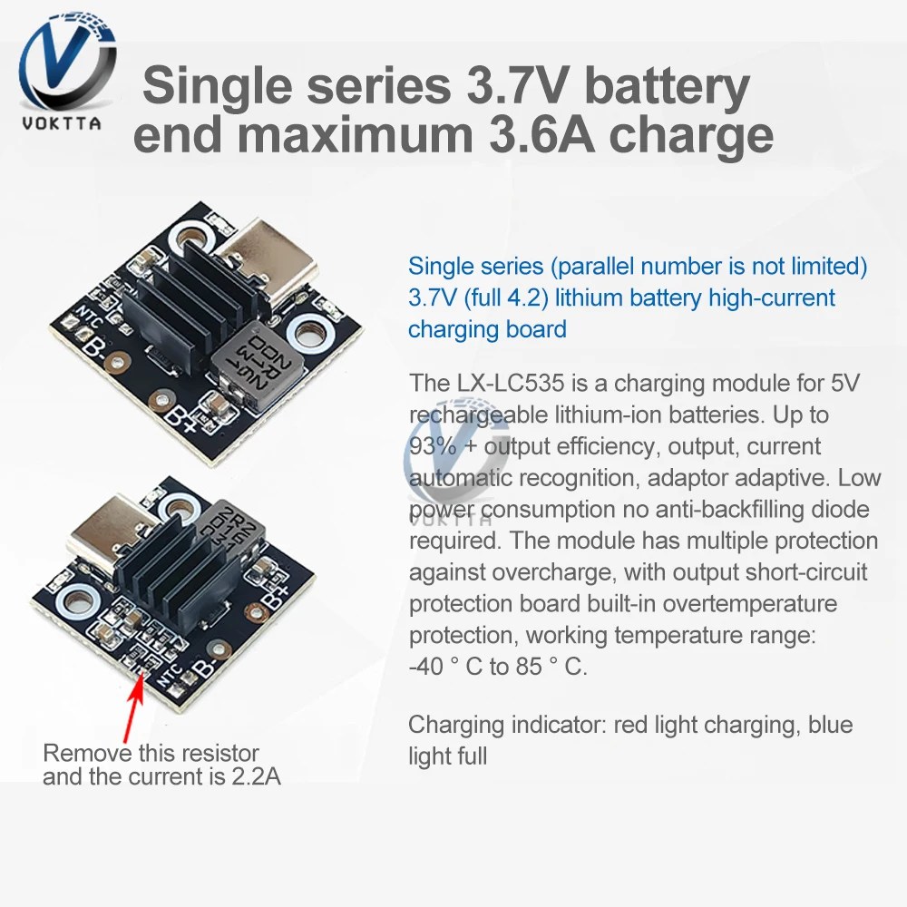 1S oplaadmodule voor lithiumbatterijen Batterijlader Beschermingskaart Voeding Oplaadindicator USB-oplaadmodule