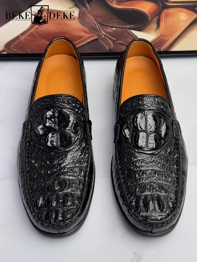 

High Quality Crocodile Skin Business Casual Office Men Dress Shoes New Handmade Genuine Leather Shoes Slip On Mens Work Loafers