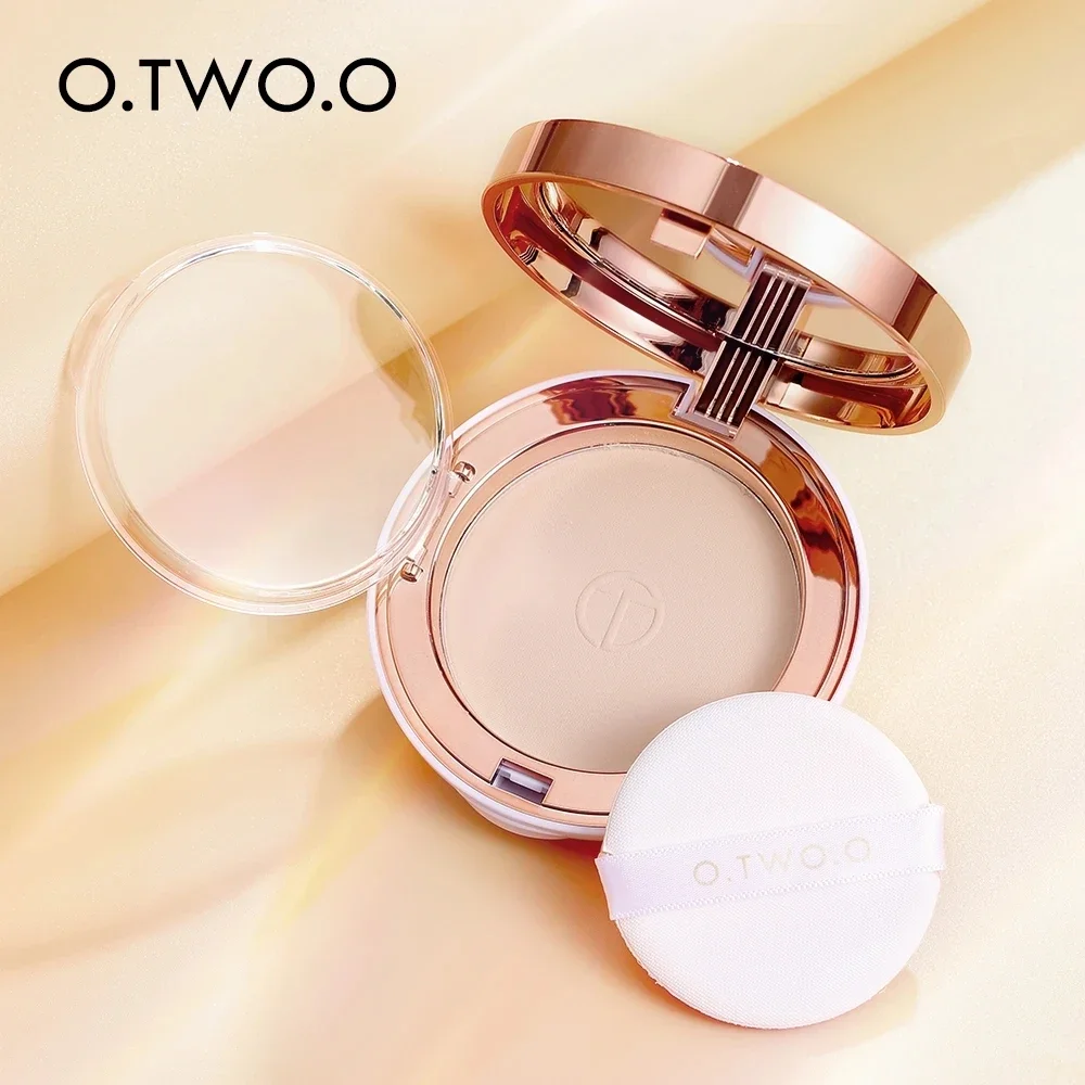 O.TWO.O Oil-Control Face Pressed Powder Zijde Gladde Make-up Setting Powder Waterproof Concealer Langdurig Zacht Gezichtspoeder