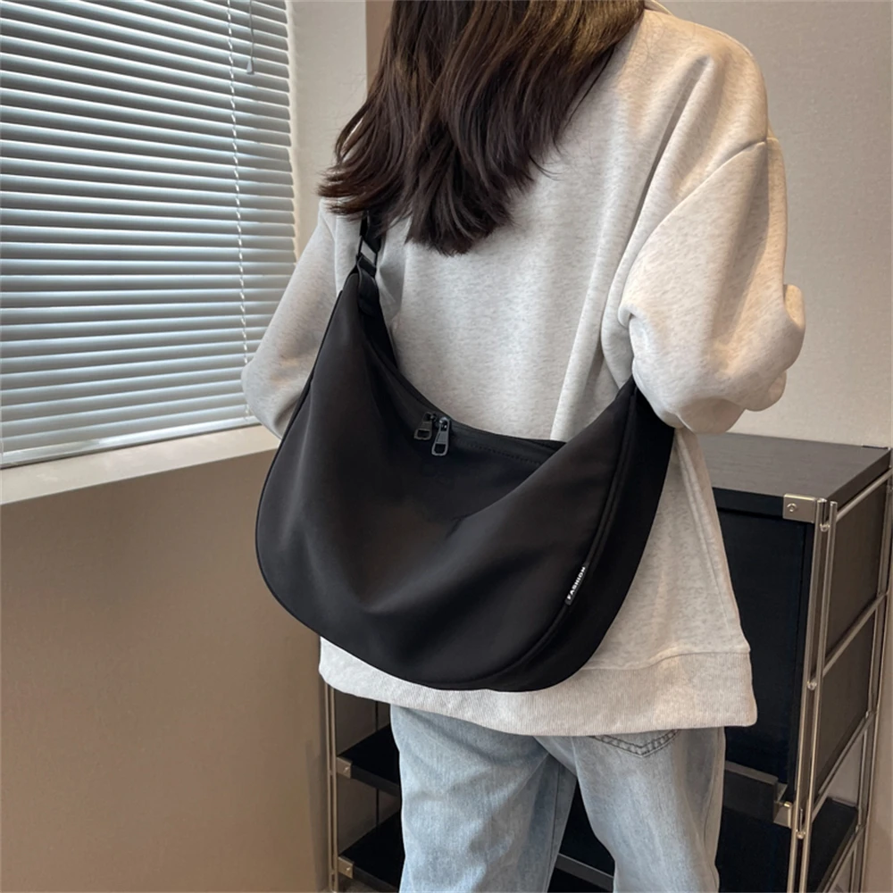 Fashion Ladies Messenger Bag Large Capacity Shopping Bag Unisex Canvas Student Shoulder Bag Solid Color Handbag Women Sac A Main