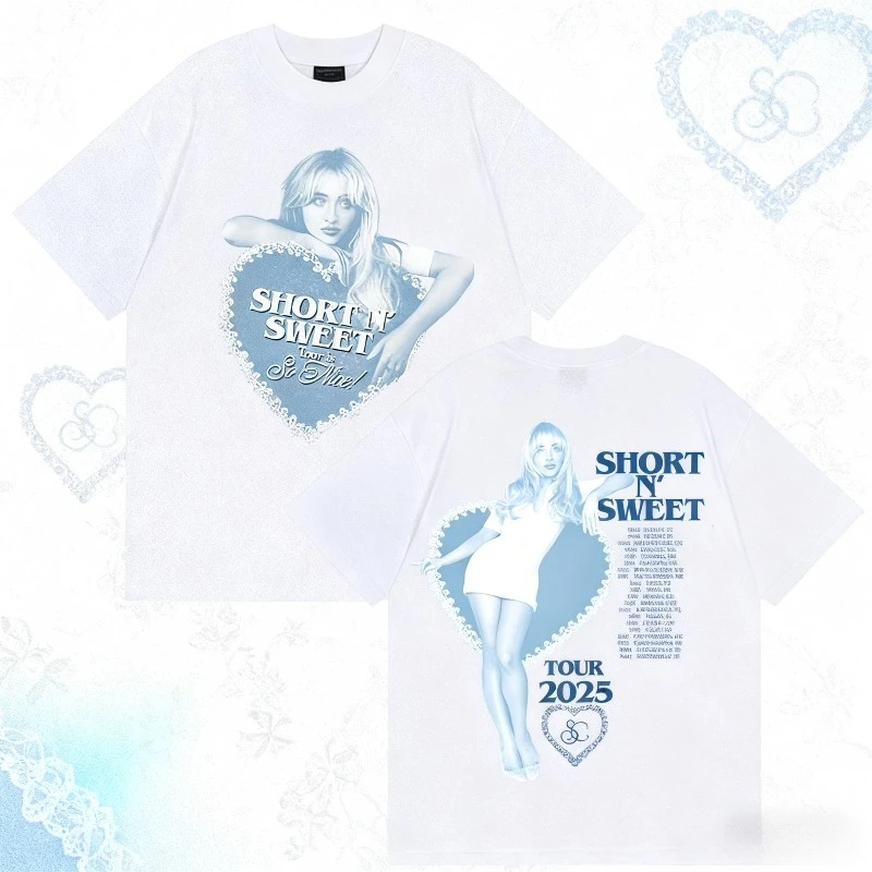 2025 الصيف سابرينا نجار قصيرة N 'الحلو جولة المشجعين هدية MenClothing Harajuku Aesthetic1 00% القطن الخالص تي شيرت مطبوع Y2K #1
