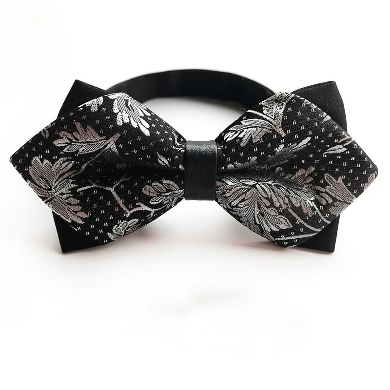 Elegant Men Bow Tie Luxury Double Layer Pointed End Bow Tie Paisley Stripe Wedding Banquet Business Formal Party Accessories
