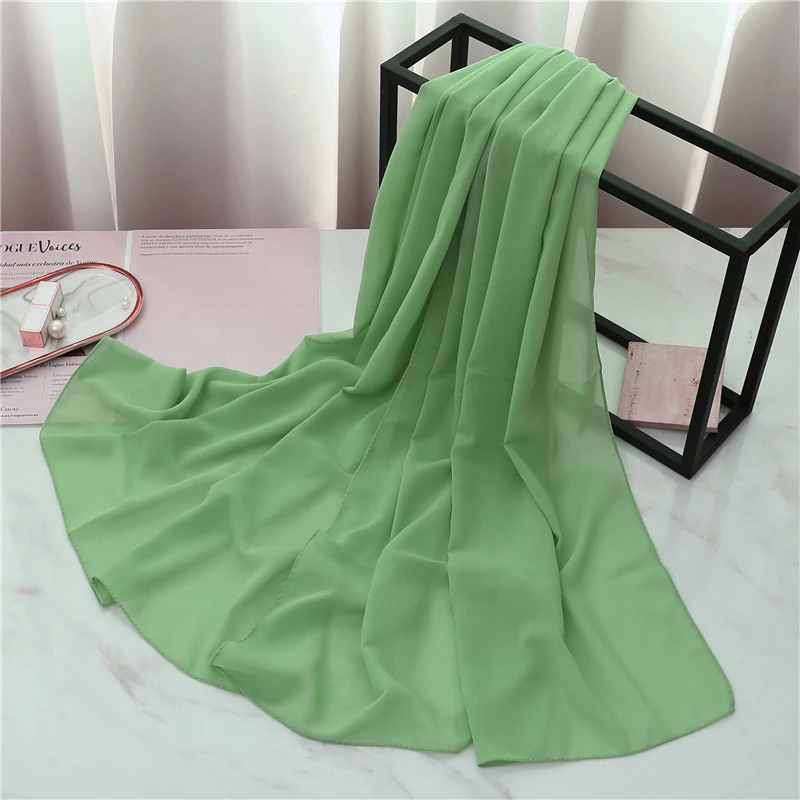 Fashion Design Lady Wraps Pashmina Scarf For Women Bubble Chiffon Hijab Solid Color Shawls Headband Muslim Neck Foulard