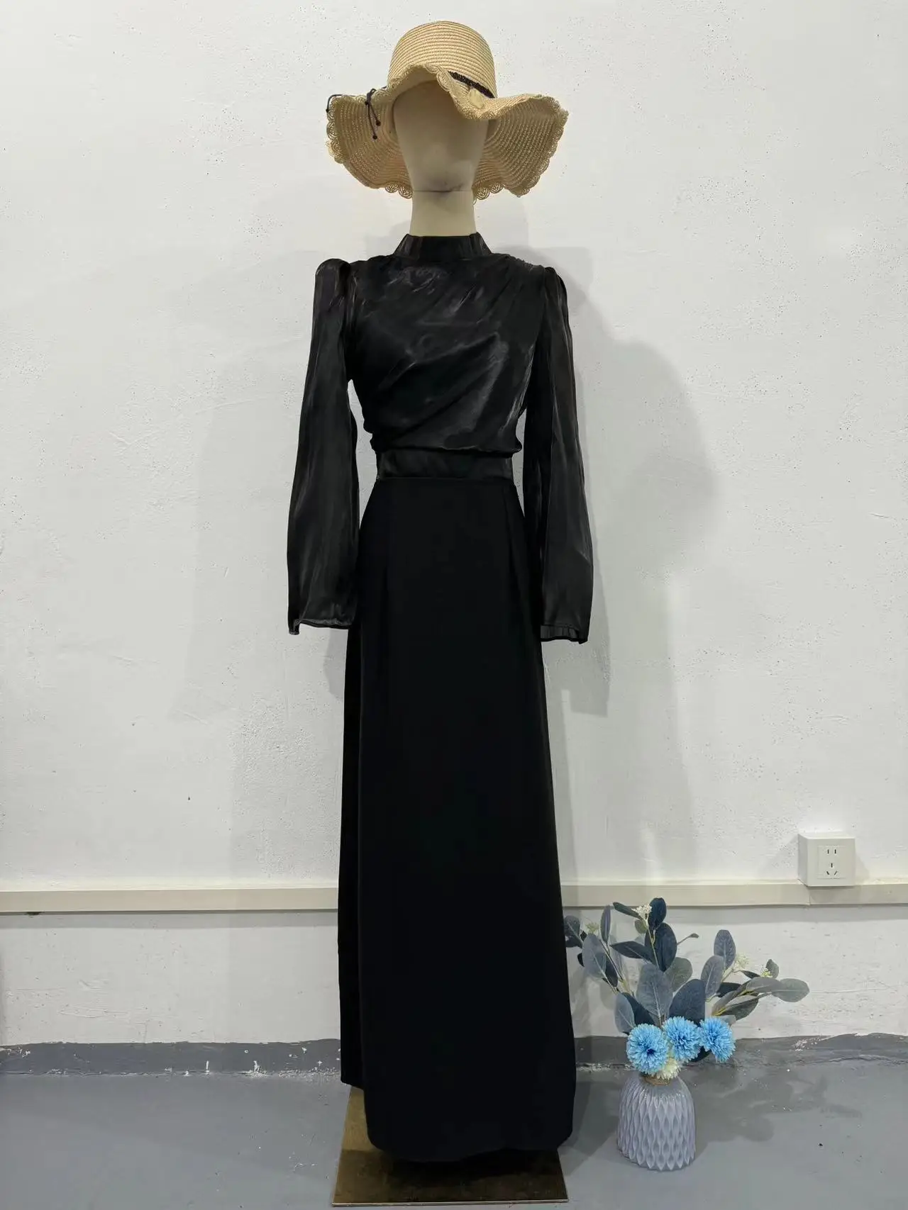 Eid Muslim Women Party Half High Collar Dress Jalabiya Abaya Ramadan Morocco Dubai Abayas Kaftan Islam Vestidos Arab Long Robe