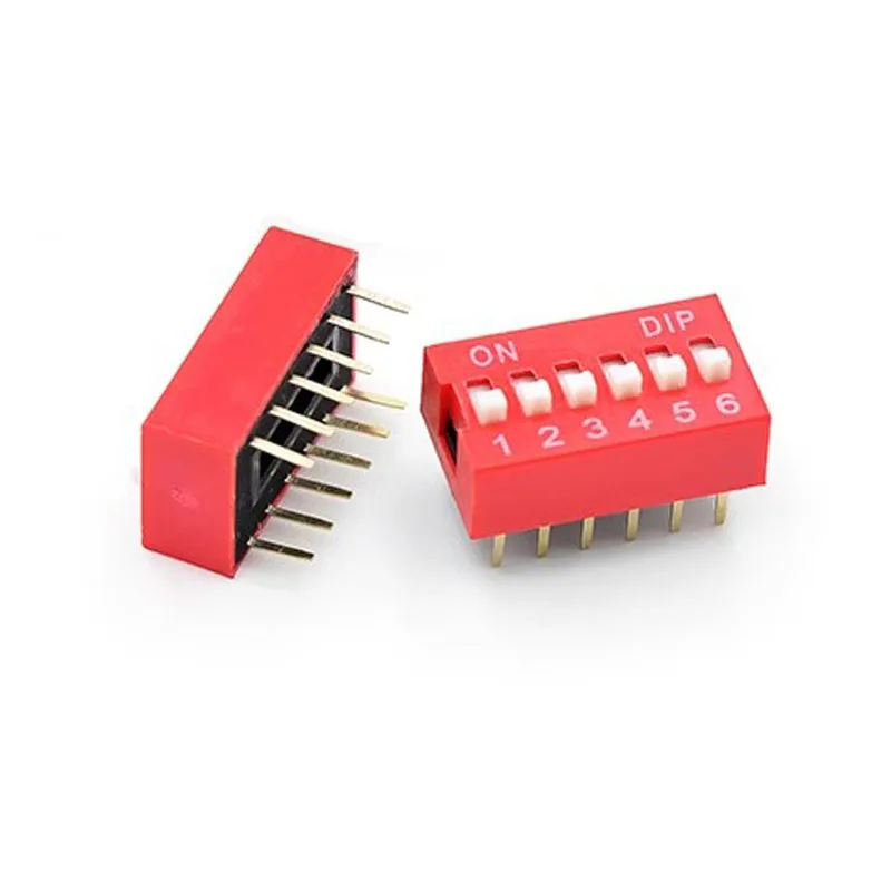 10~100Pcs Dial Switch Direct Insertion Flat Dial 2.54mm Pin Pitch Code Switch 1/2/3/4/5/6/8/9/10/12 Positions